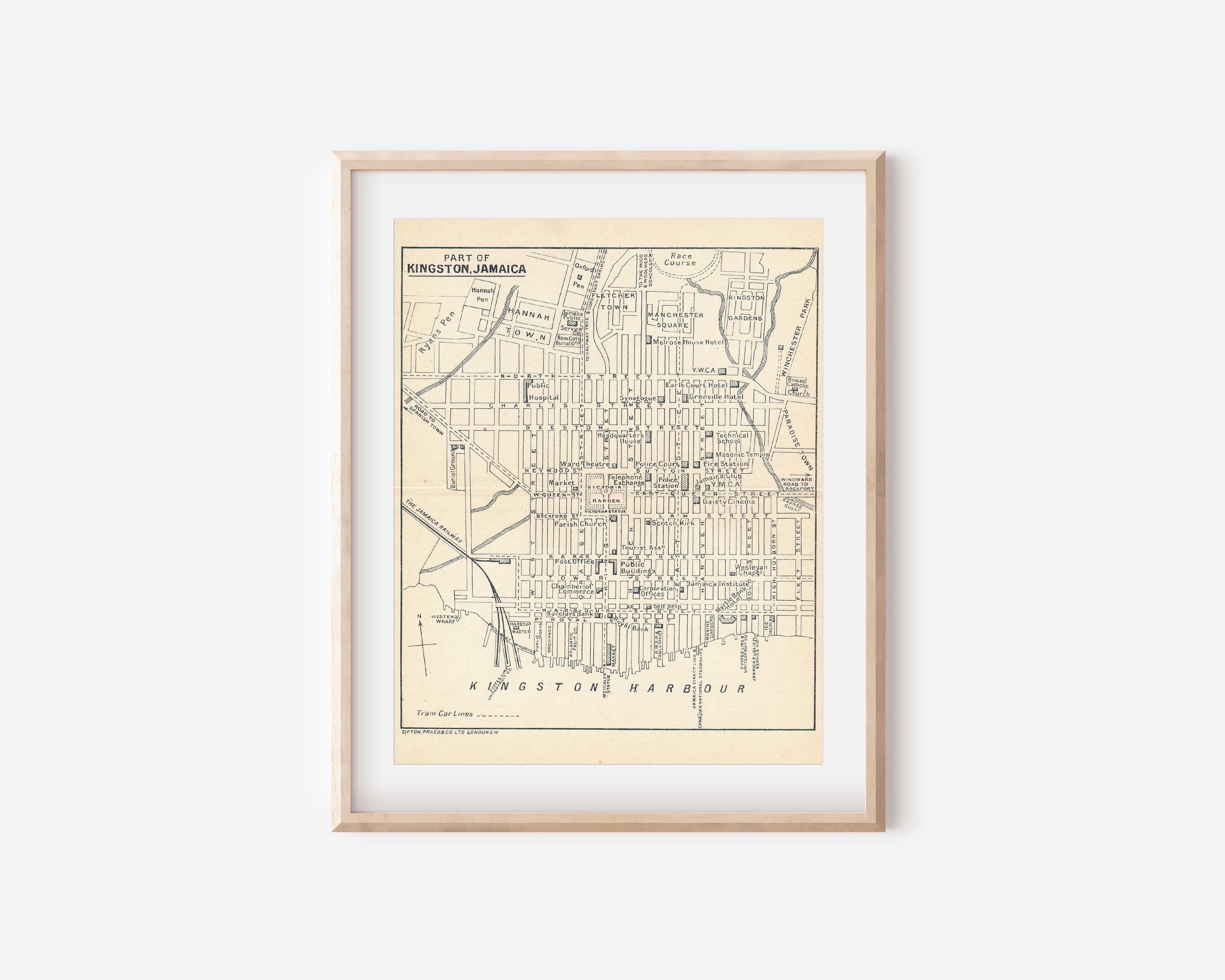 1931 Kingston Jamaica Antique Map - Etsy Denmark