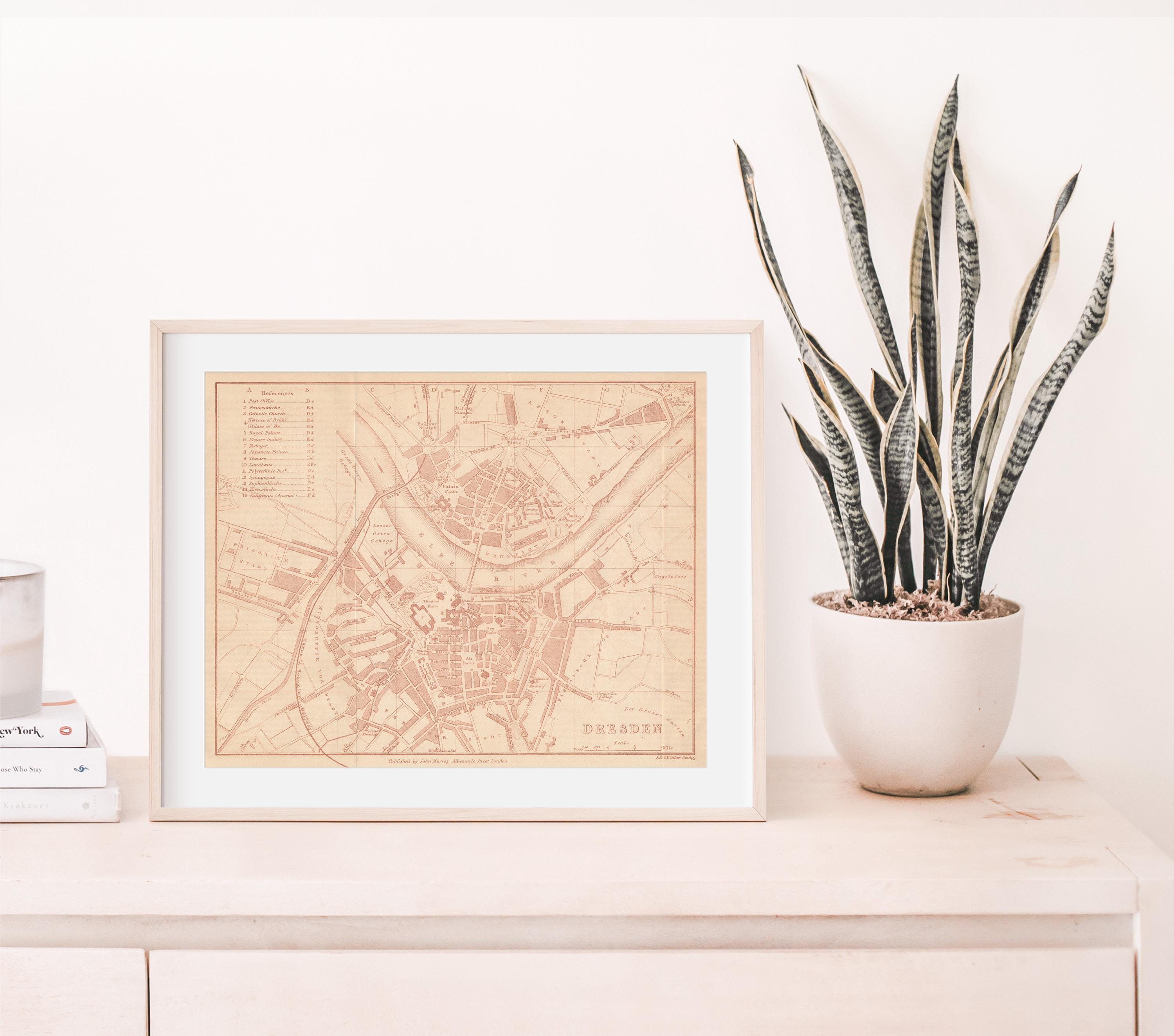 1863 Dresden Germany Antique Map - Etsy