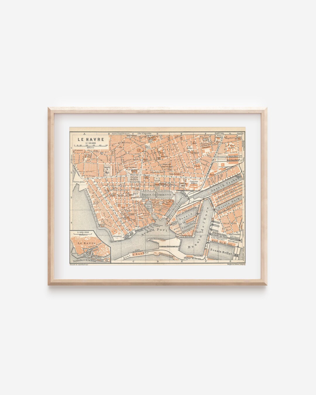 フランスアンティーク　MAP 1910 ル・アーブル フランス アンティーク マップ - Etsy 日本