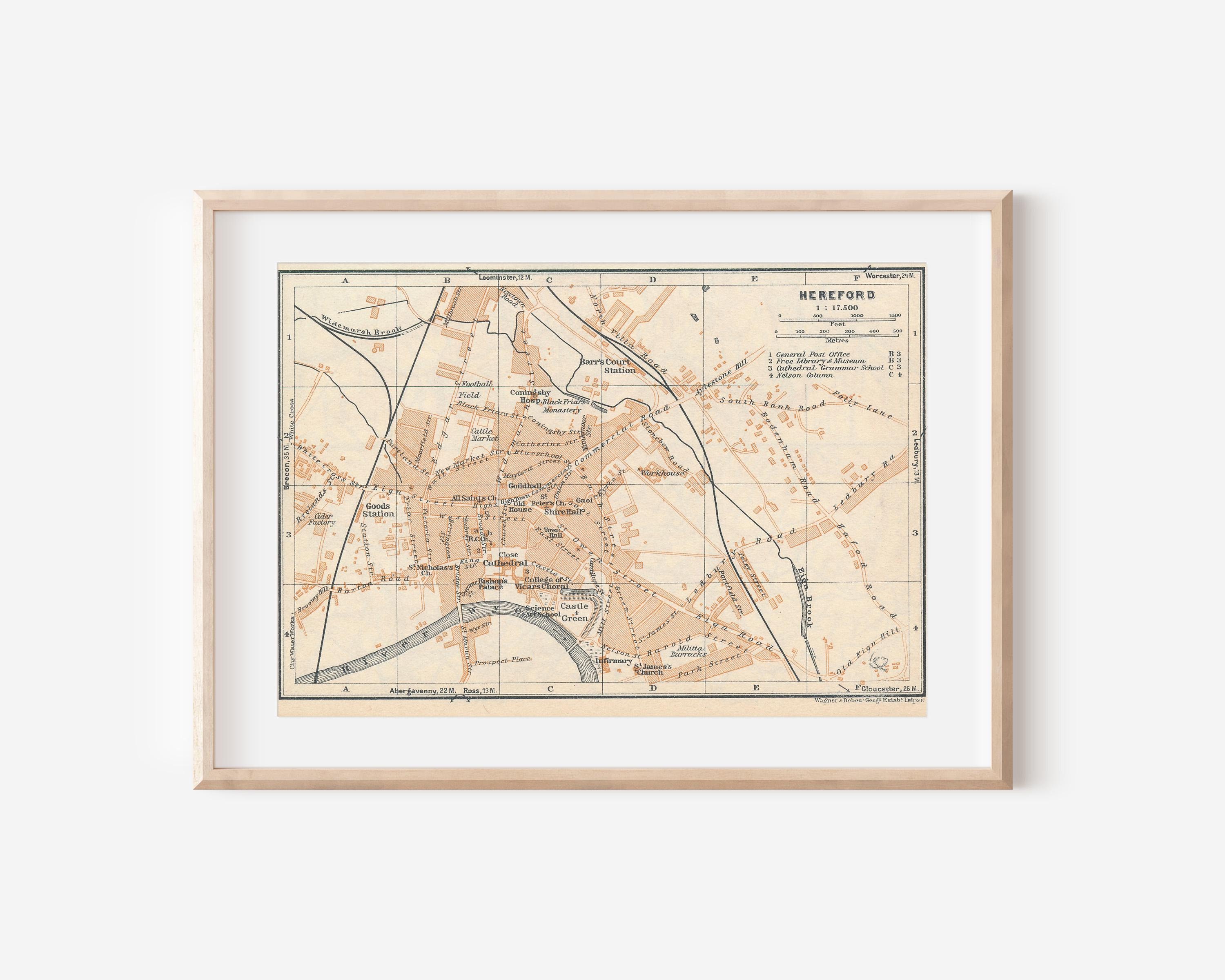1927 Hereford United Kingdom Antique map