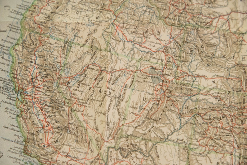 Large 1909 United States Antique Map