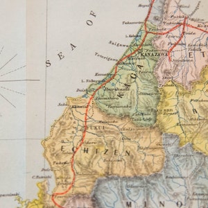 1907 Central Japan Antique Map