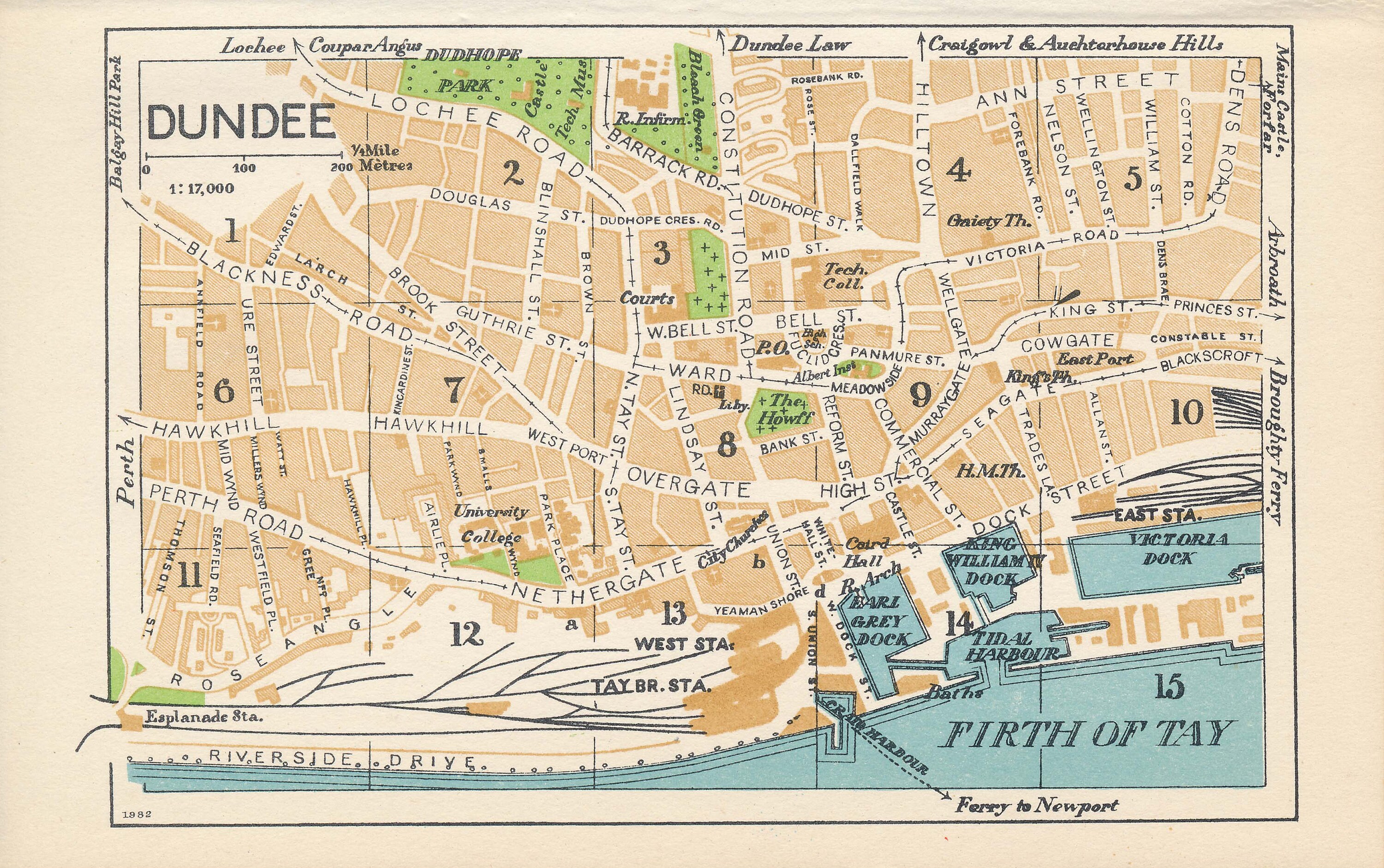 1959 Dundee Scotland Vintage map Etsy