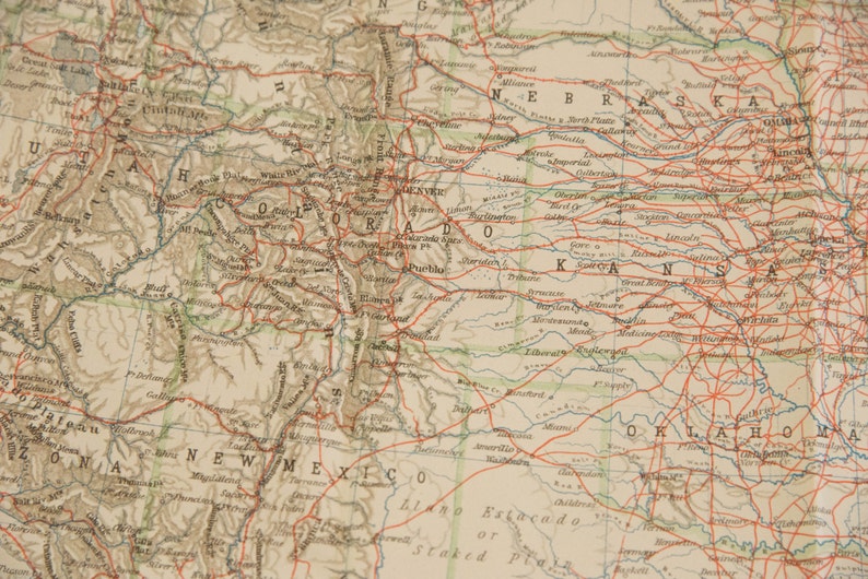 Large 1909 United States Antique Map