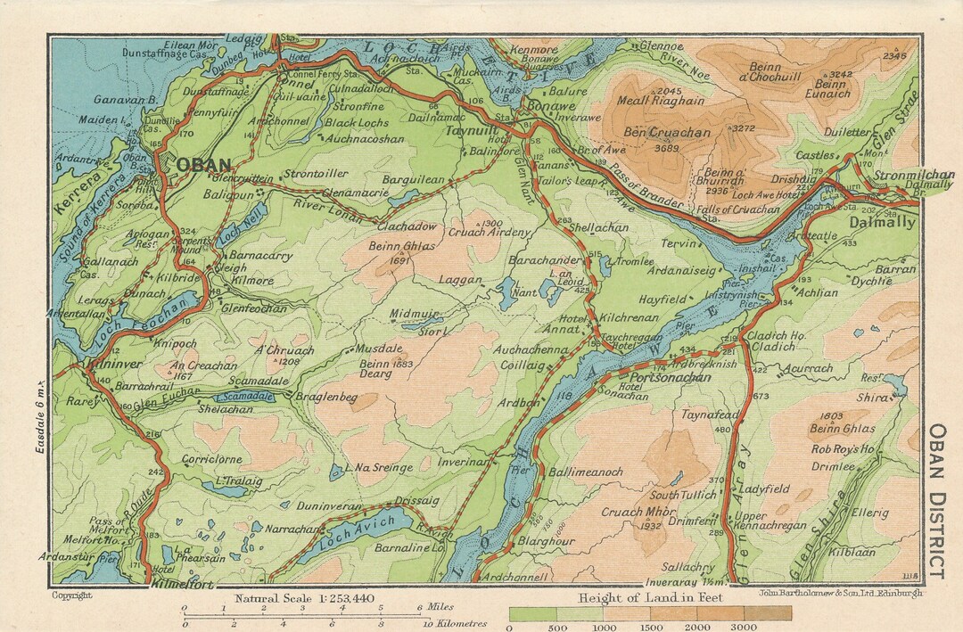 1959 Oban Scotland Vintage Map Etsy