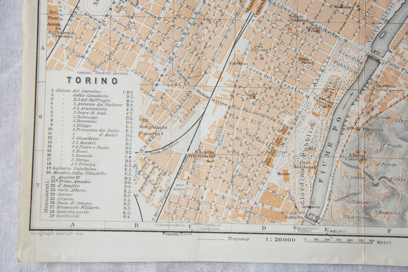 1931 Turin Italy Antique Map