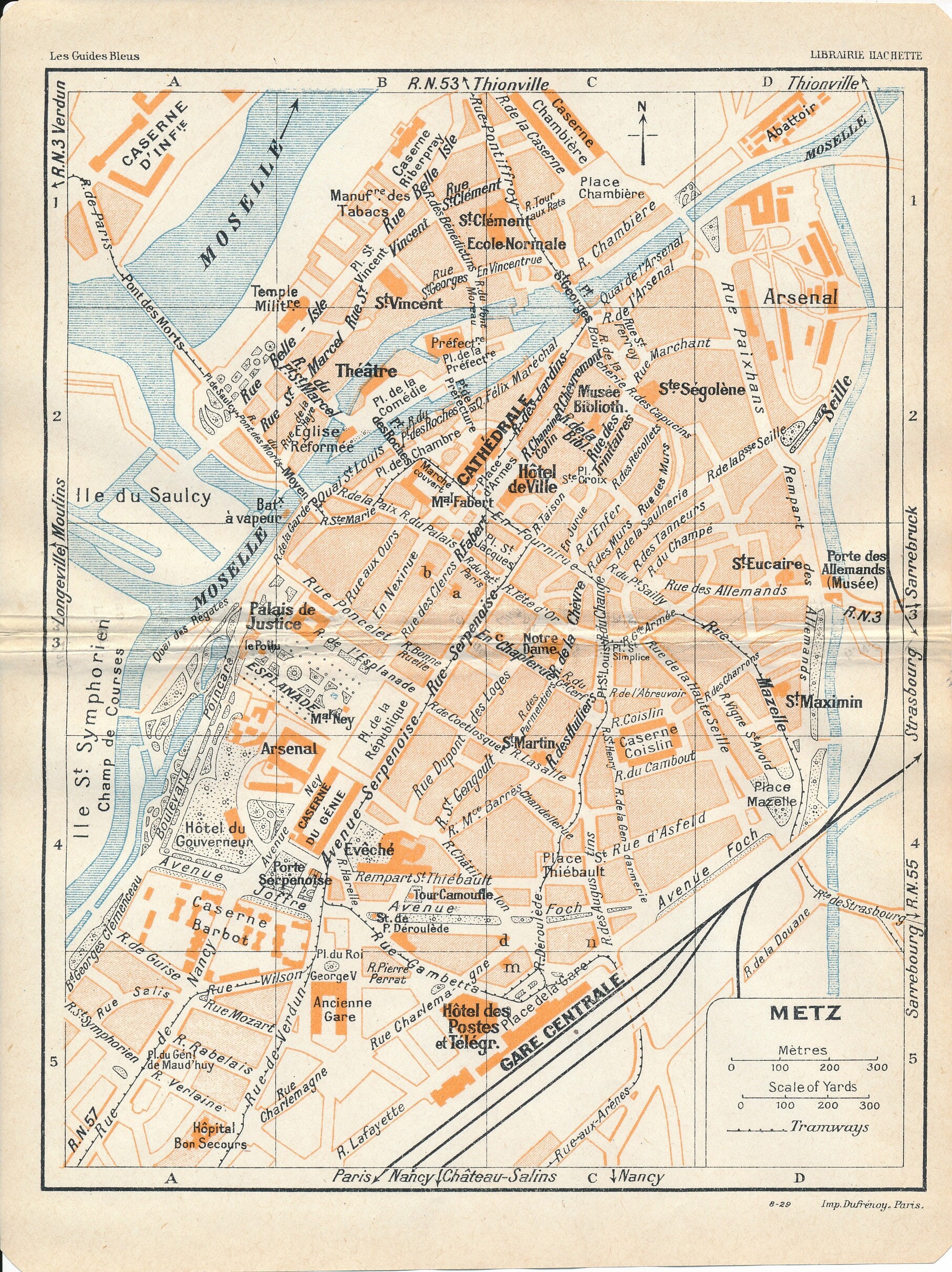 1930 Metz France Antique Map - Etsy