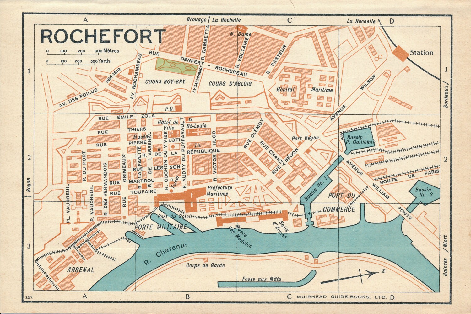 1932 Rochefort France Antique Map - Etsy
