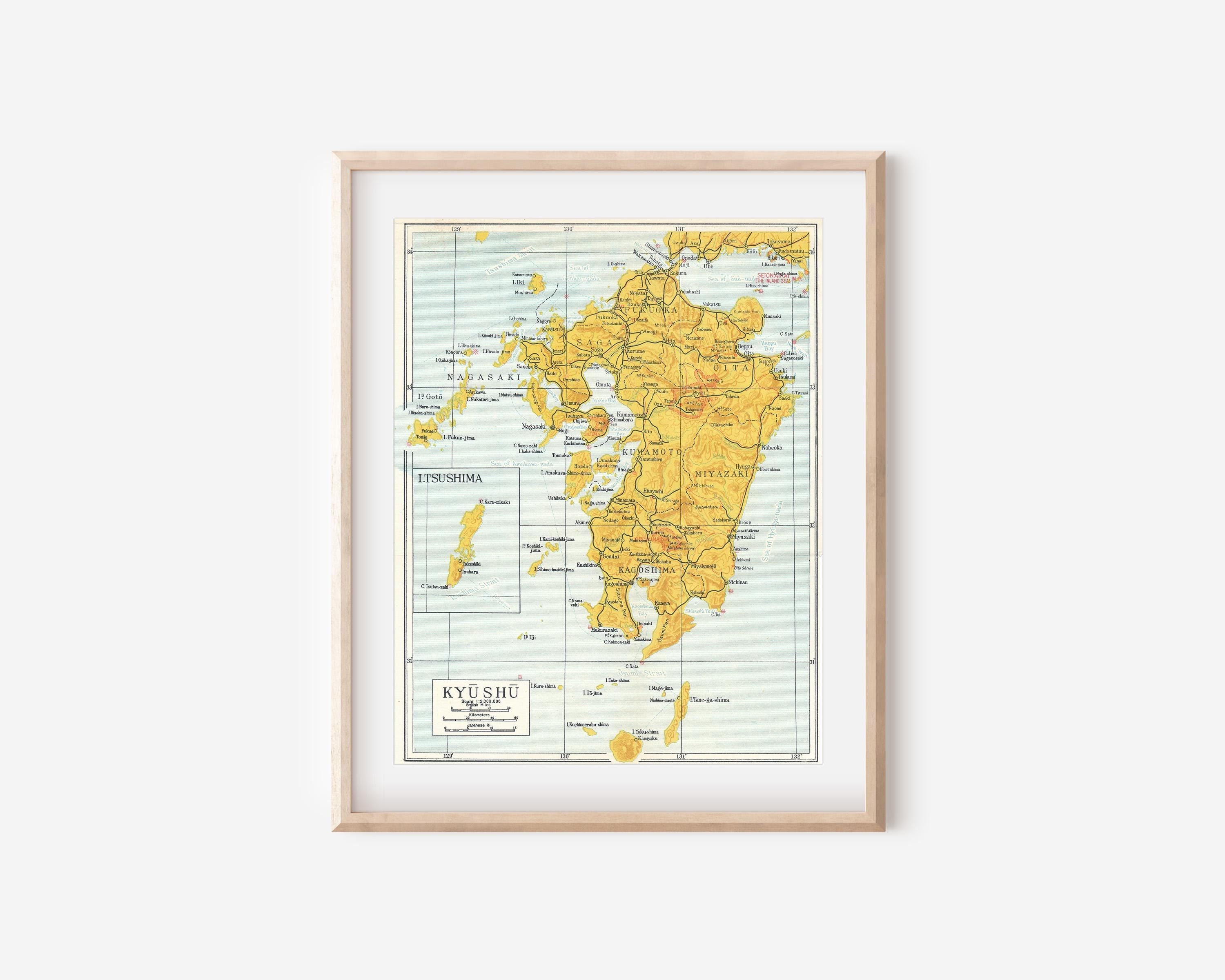 1959 Kyushu Japan Vintage Map - Etsy Canada