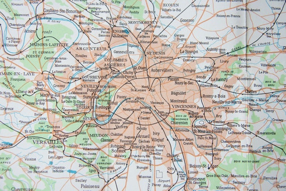 1960 Paris France Vintage Map - Etsy
