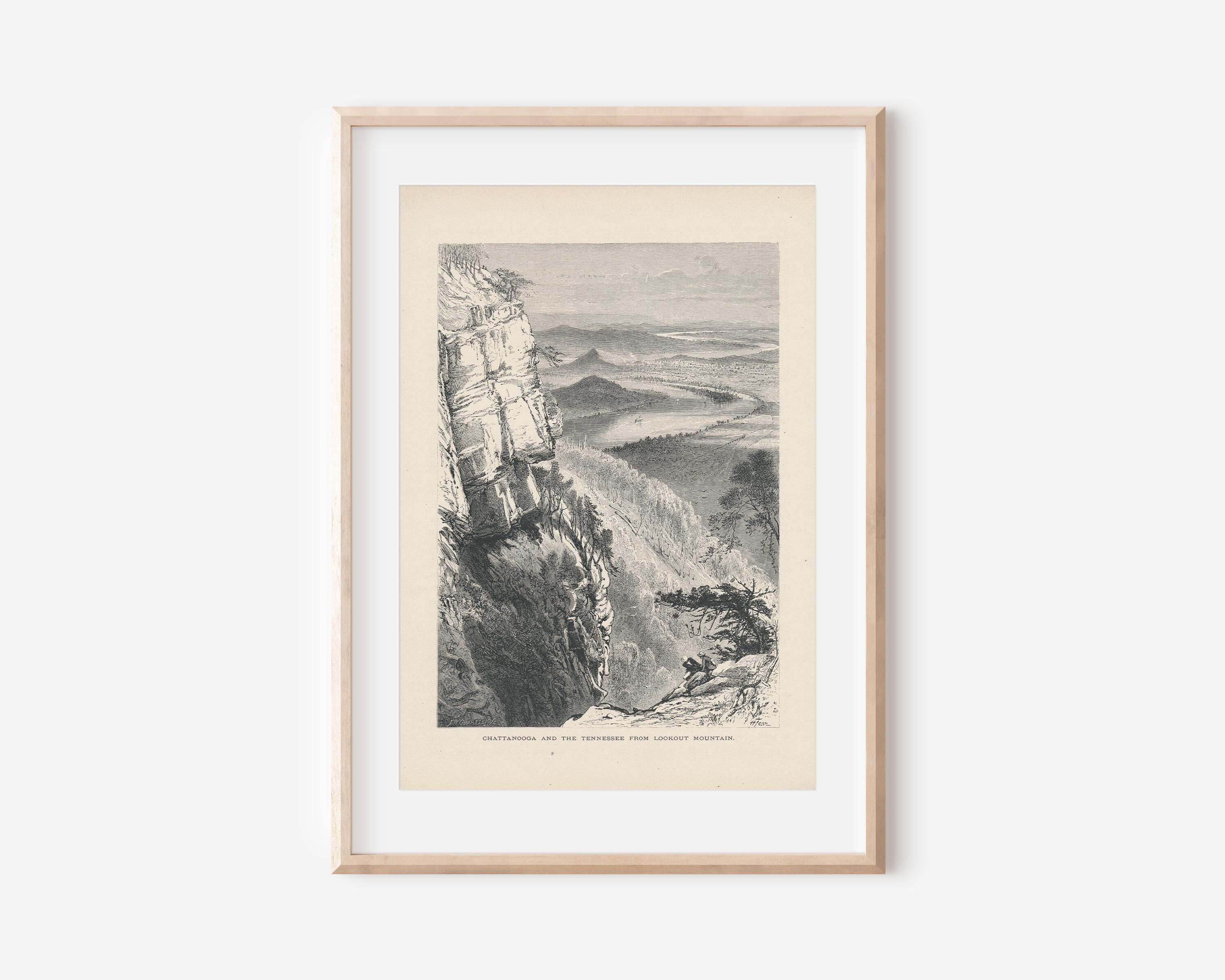 1872 Lookout Mountain Chattanooga Tennessee Antique Engraving Print