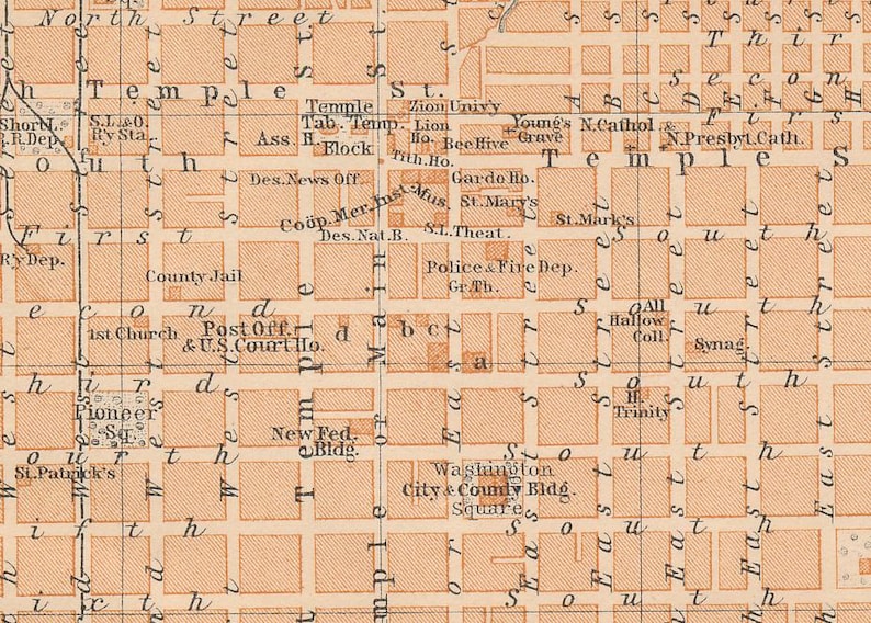 1904 Salt Lake City Utah Antique Map image 4