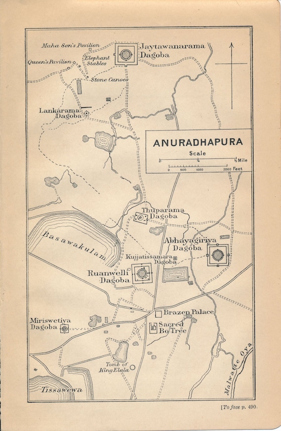 1909 Anuradhapura Sri Lanka Antique Map - Etsy Australia