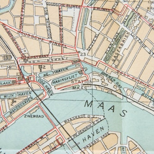 1926 Antieke kaart Rotterdam Nederland (Holland)