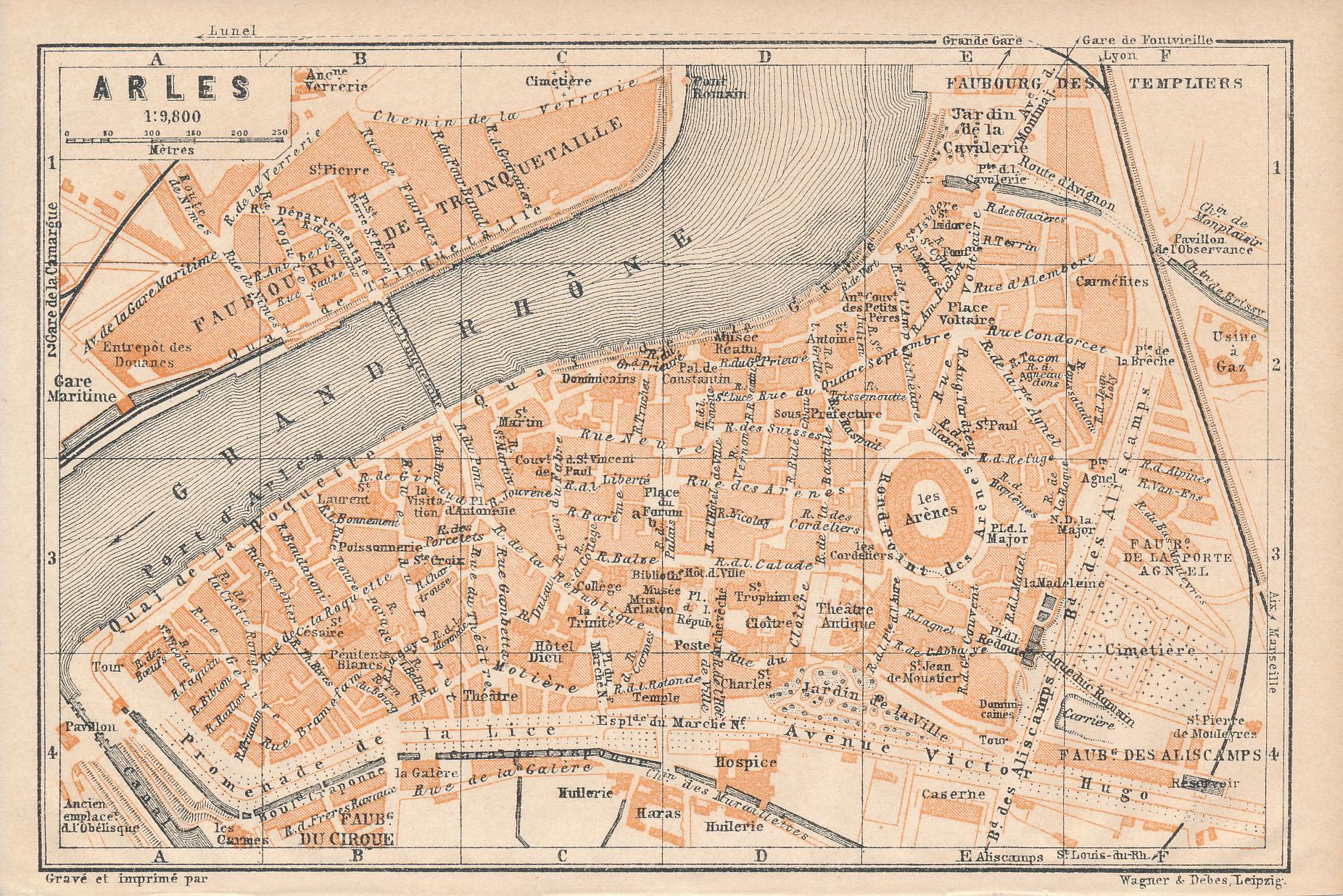 1907年 アルル フランス アンティーク地図 - Etsy 日本