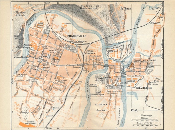 1930 Charleville-mezieres France Antique Map | Etsy