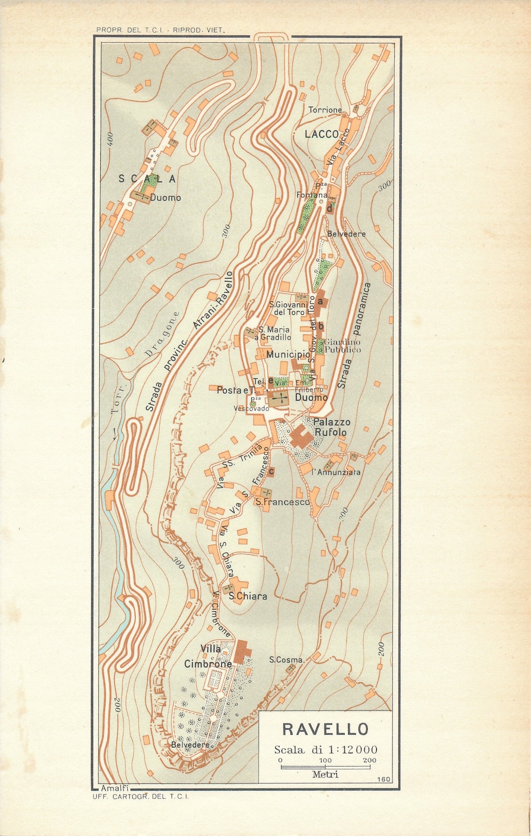 1960 Ravello Italy Vintage Map Etsy