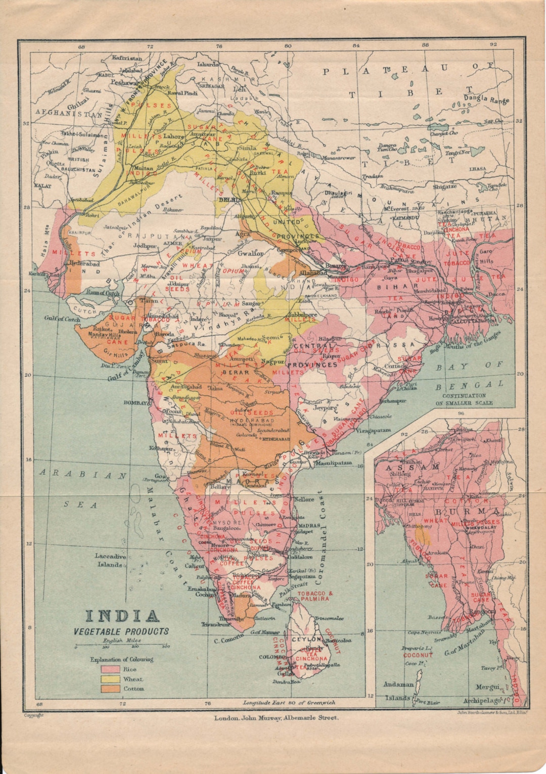 1924 India Antique Map Etsy