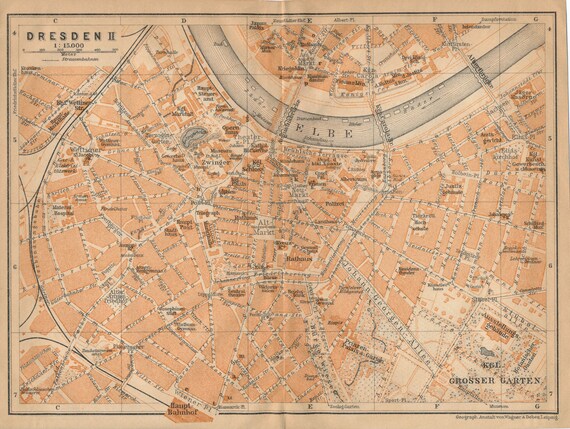 1910 Dresden Germany Antique Map Etsy