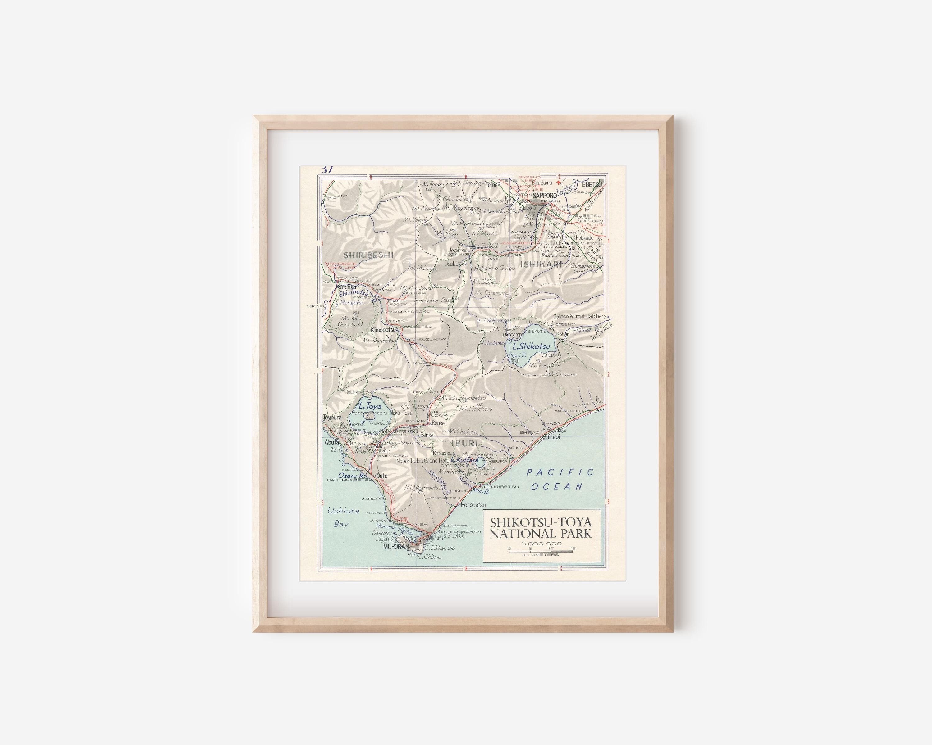 1966 Shikotsu-Toya National Park Japan Vintage Map