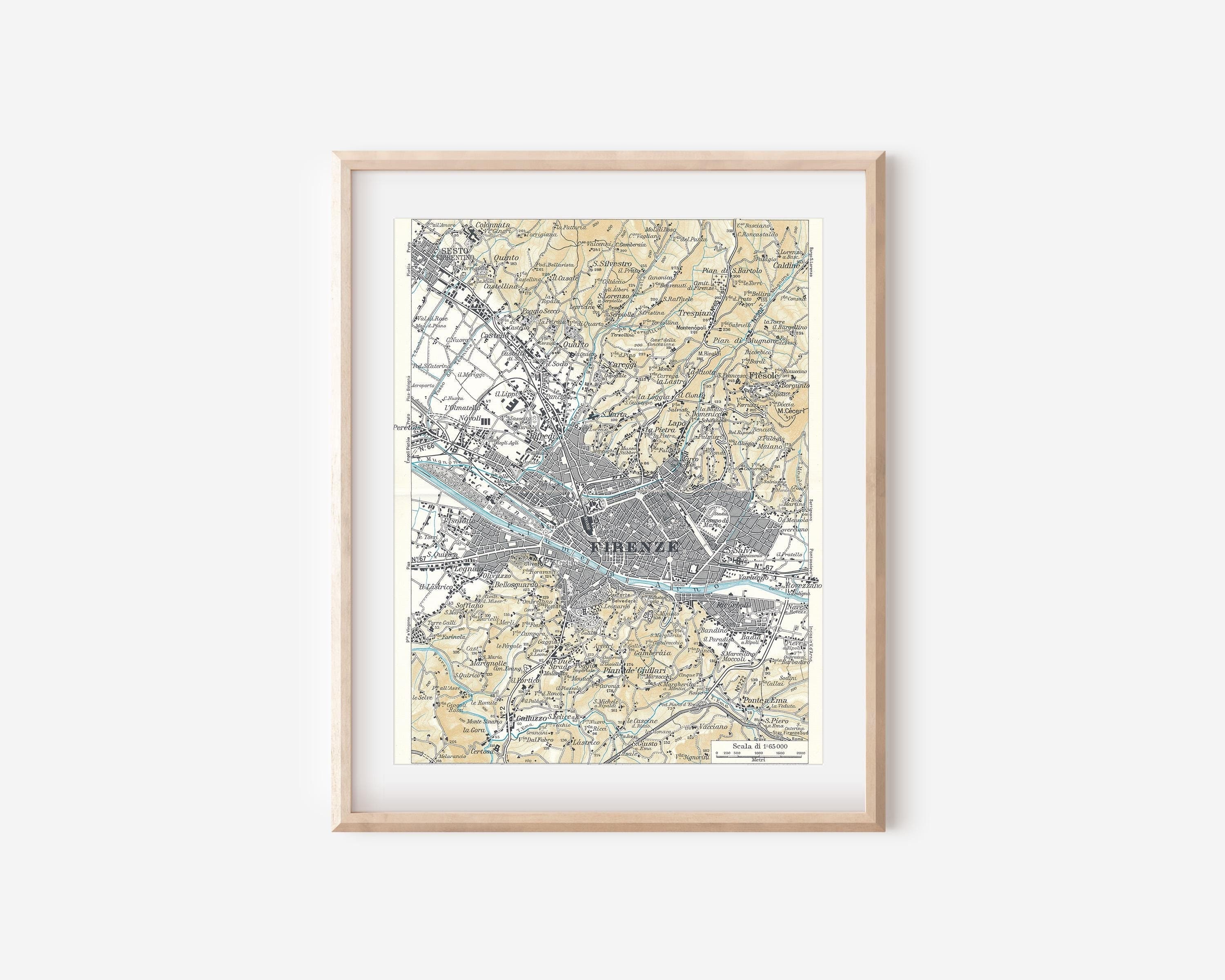 1974 Florence Italy Vintage Map