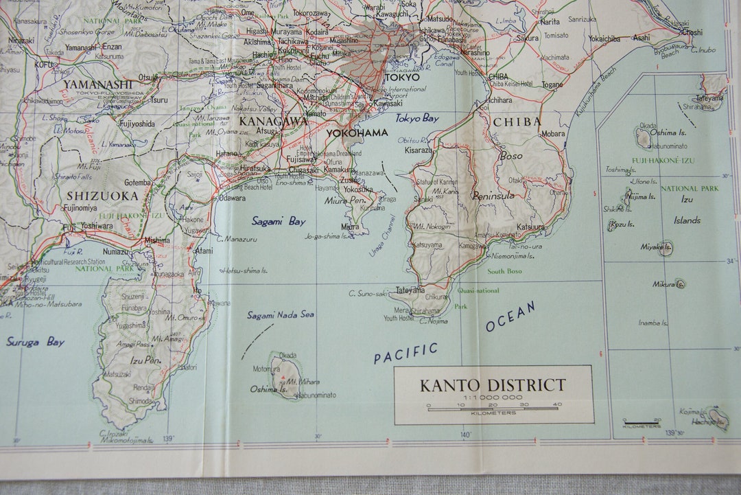 1966 Tokyo & Kanto District Japan Vintage Map - Etsy