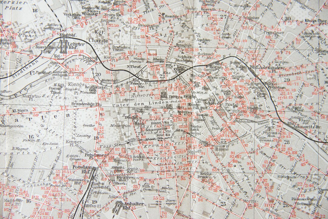 1910 Berlin Germany Antique Map - Etsy