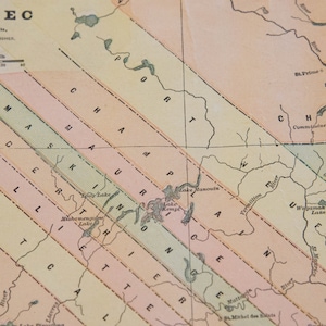 1891 Quebec and Ontario Canada Antique Maps (double-sided page)