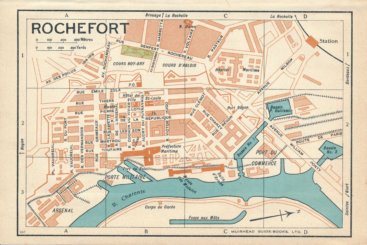 1932 Rochefort France Antique Map - Etsy