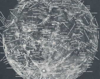 Conjunto de impresiones de cartas lunares de 1969: Arte astronómico vintage