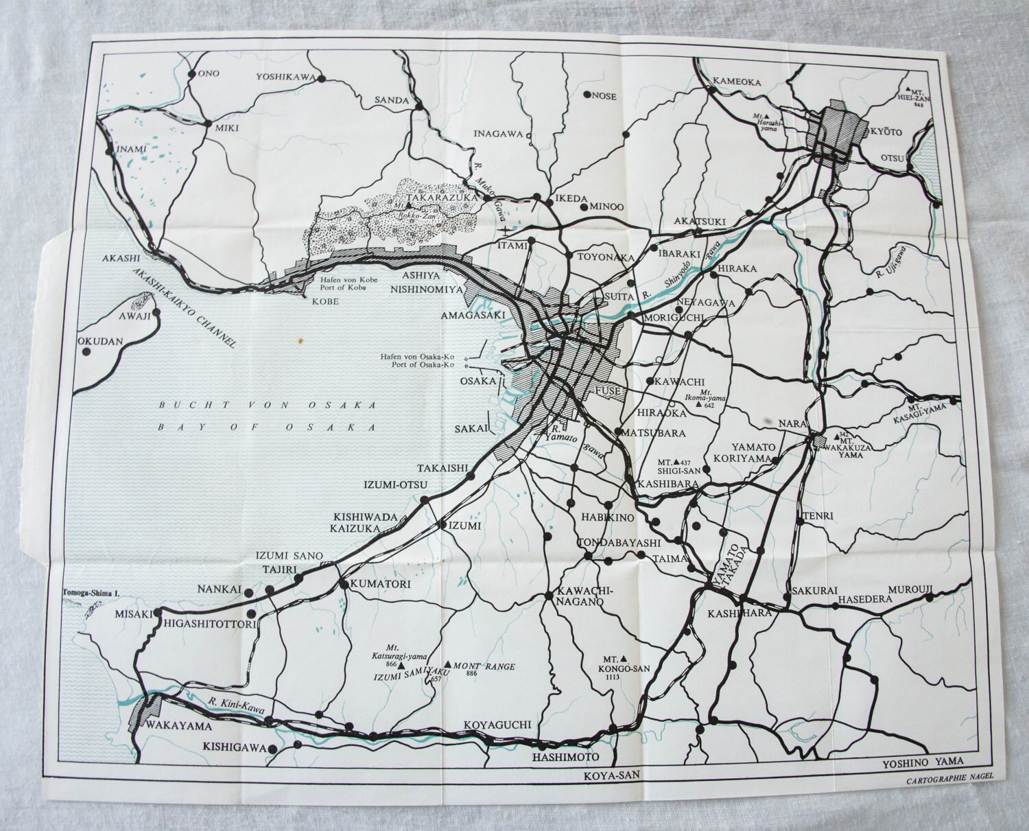 1974 Osaka & Kyoto Japan Vintage Map - Etsy