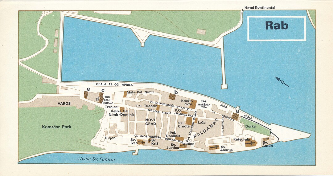 Otok Rab Map 1969 Rab Croatia Vintage Map - Etsy
