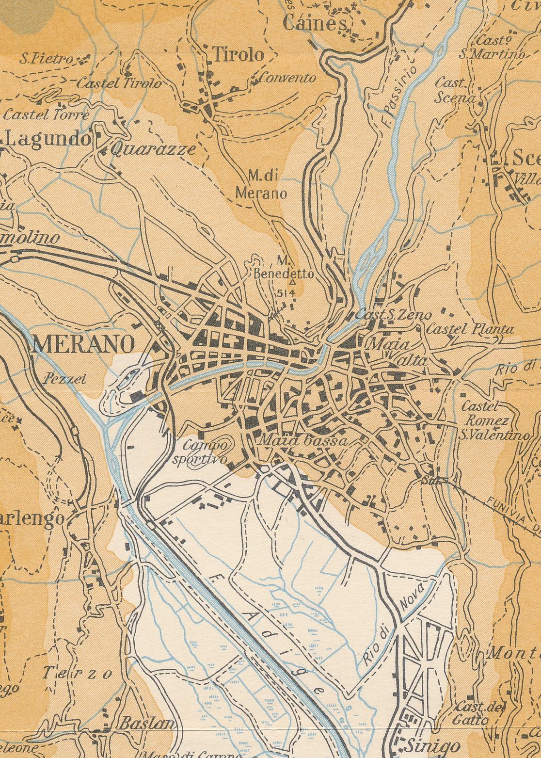 Merano Map 1960 Merano Italy Vintage Map - Etsy
