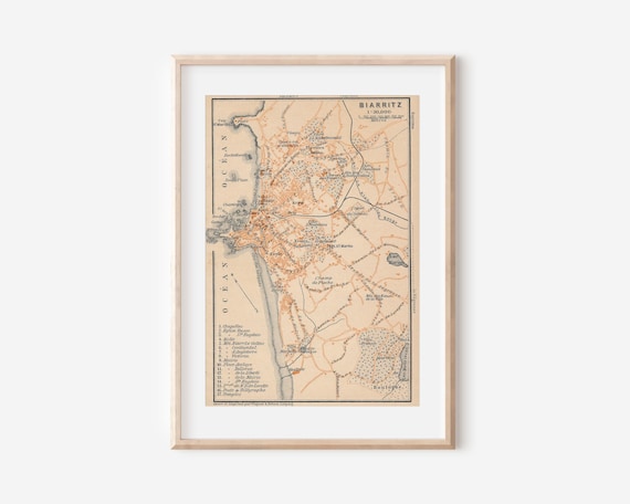 1907年 ビアリッツ フランス アンティーク地図 - Etsy 日本