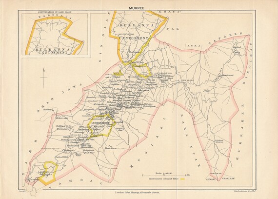 1905 Murree Pakistan Antike Karte Etsy
