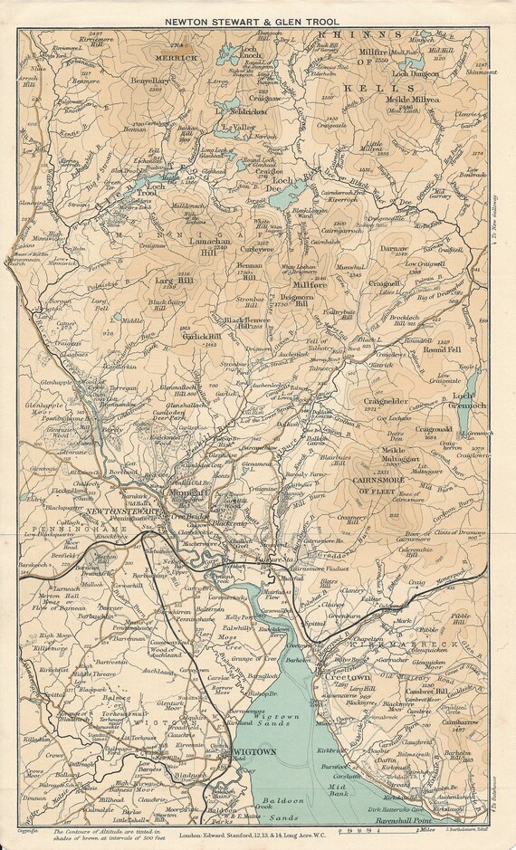 Newton Stewart Scotland Map 1905 Newton Stewart Scotland Antique Map | Etsy Singapore