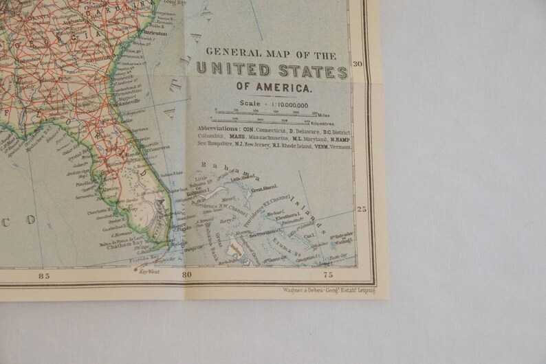 Large 1909 United States Antique Map