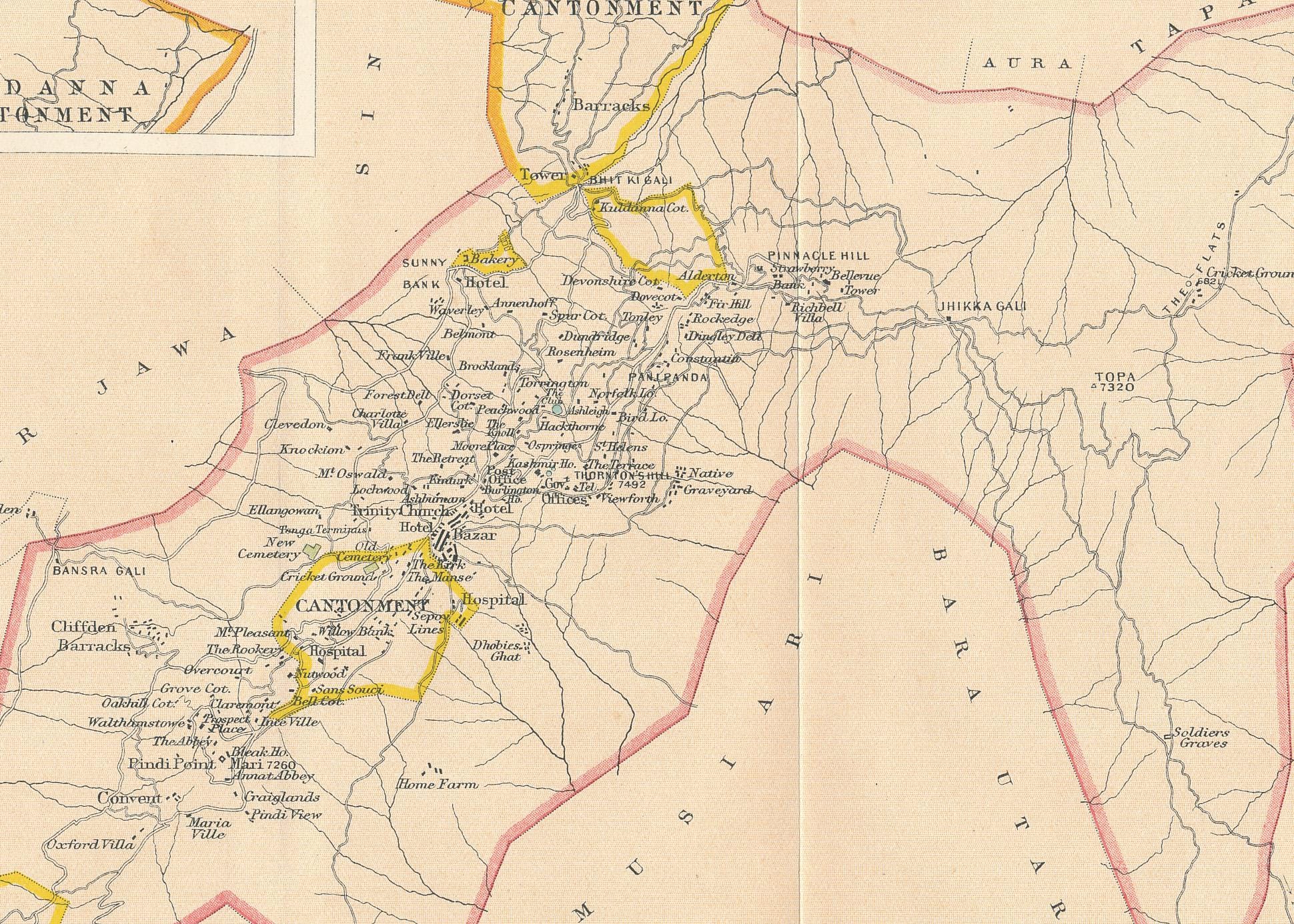 1920 Murree Pakistan Antique Map - Etsy