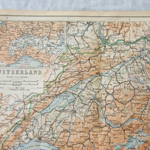 1913 Switzerland Antique Map