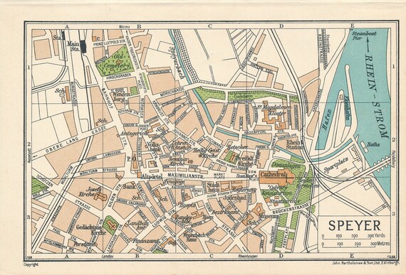 1933 Speyer Deutschland Antike Karte Etsy