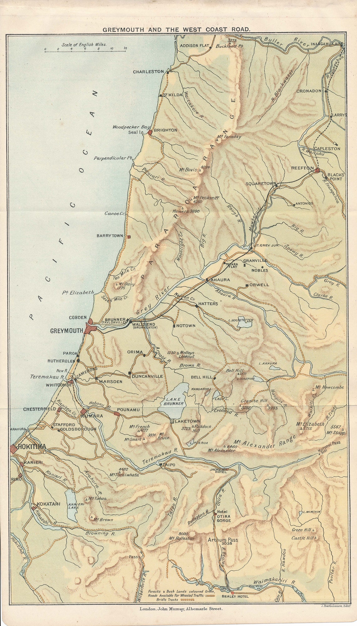 1893 Greymouth New Zealand Antique Map Etsy