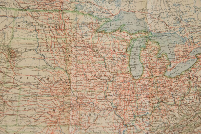 Large 1909 United States Antique Map