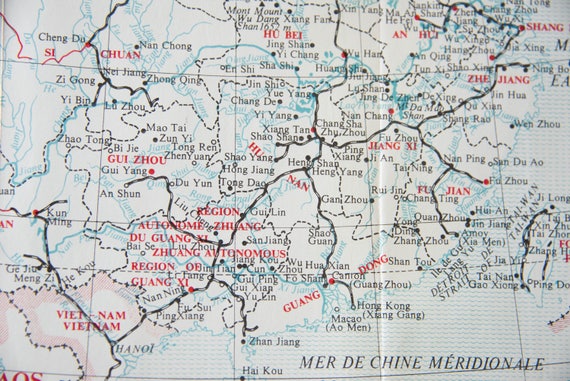 1968 China Vintage Map - 