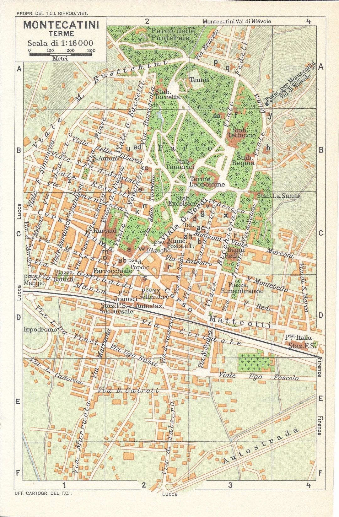 1974 Montecatini Terme Tuscany Italy Vintage Map - Etsy