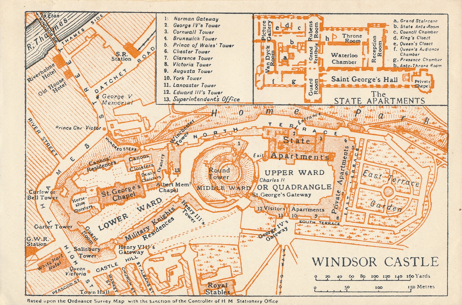 1927 Windsor Castle United Kingdom Antique map Etsy