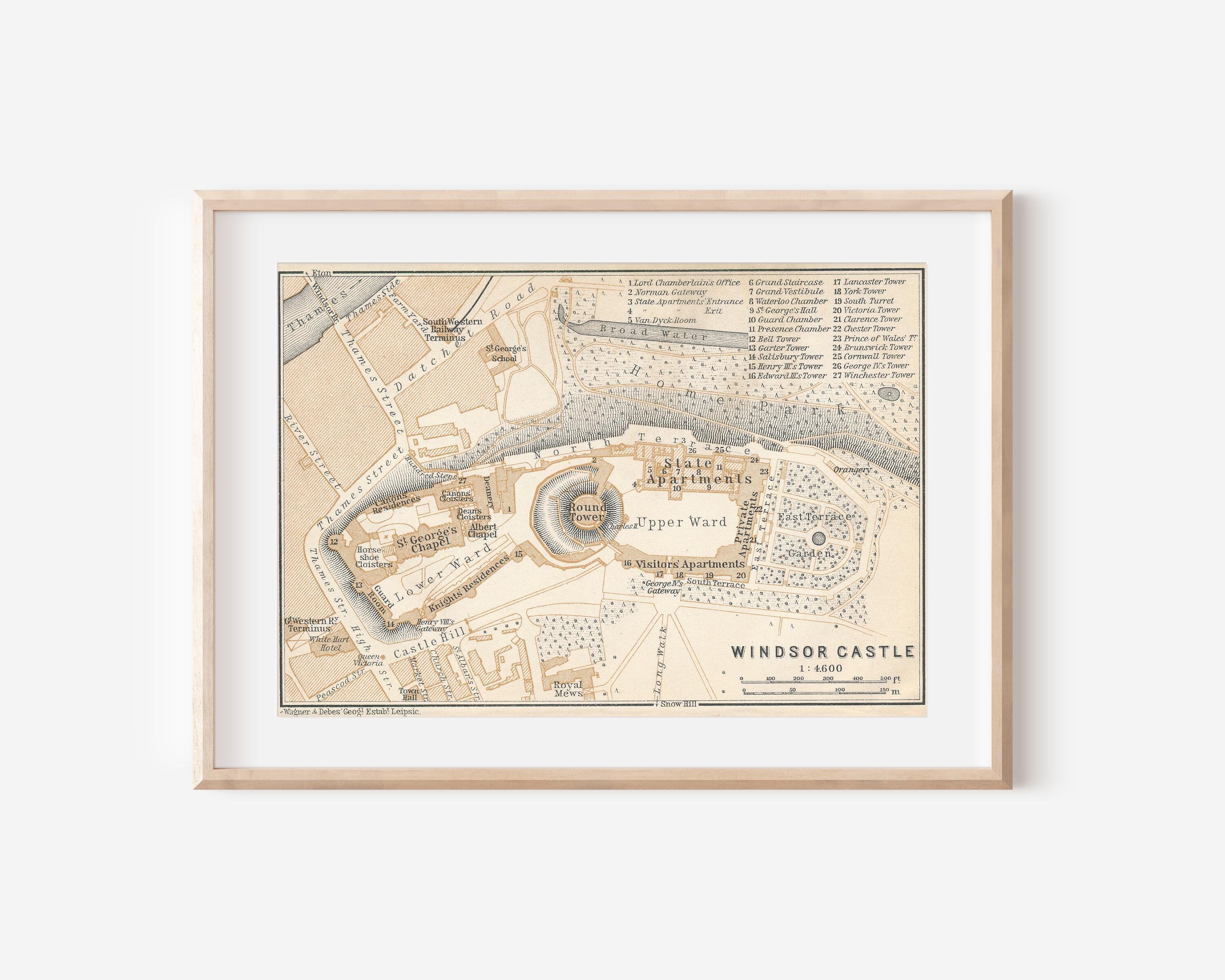 1908年 ウィンザー城 イギリス アンティーク地図 - Etsy 日本