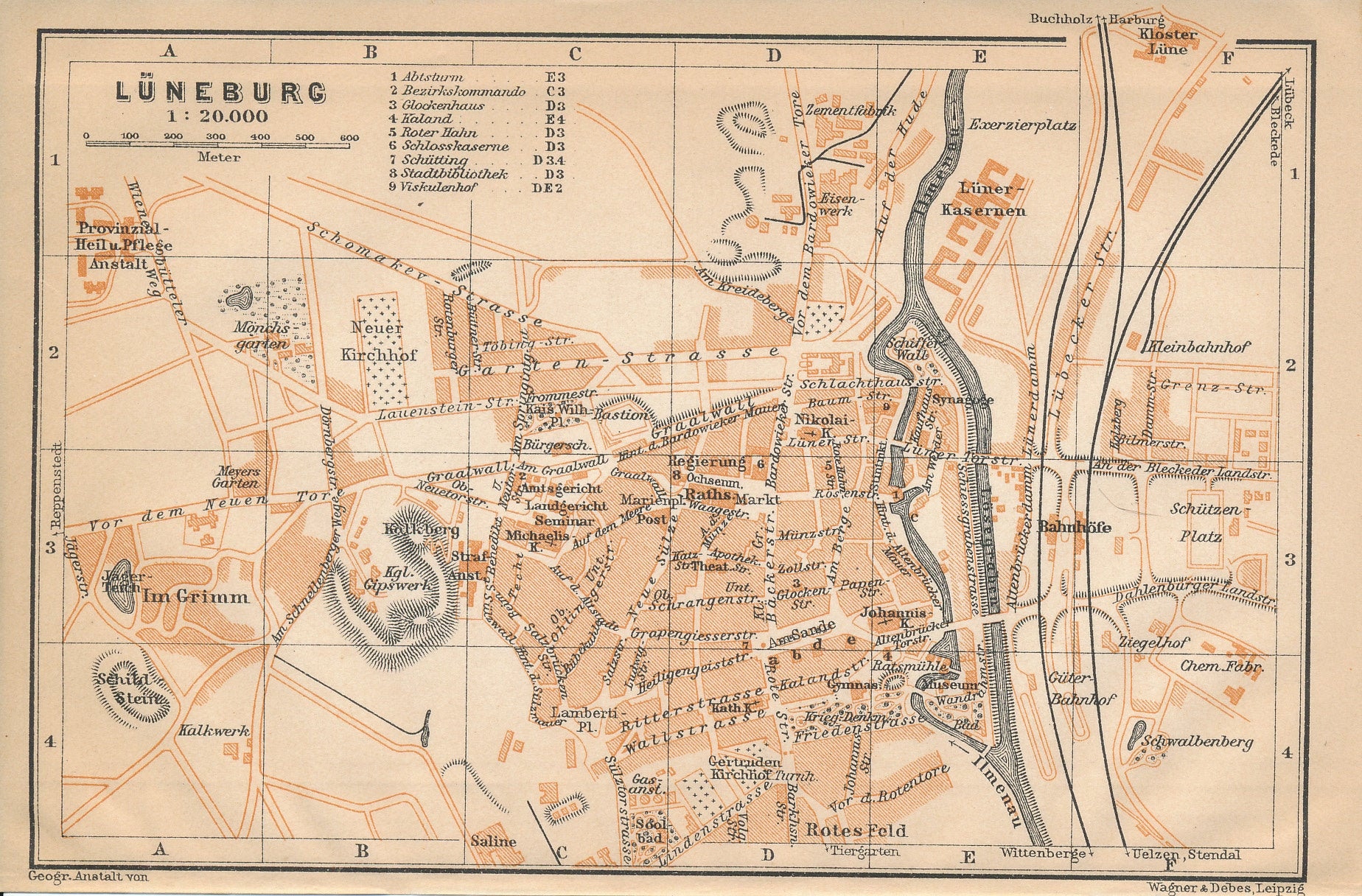 1913 Luneburg Germany Antique Map | Etsy