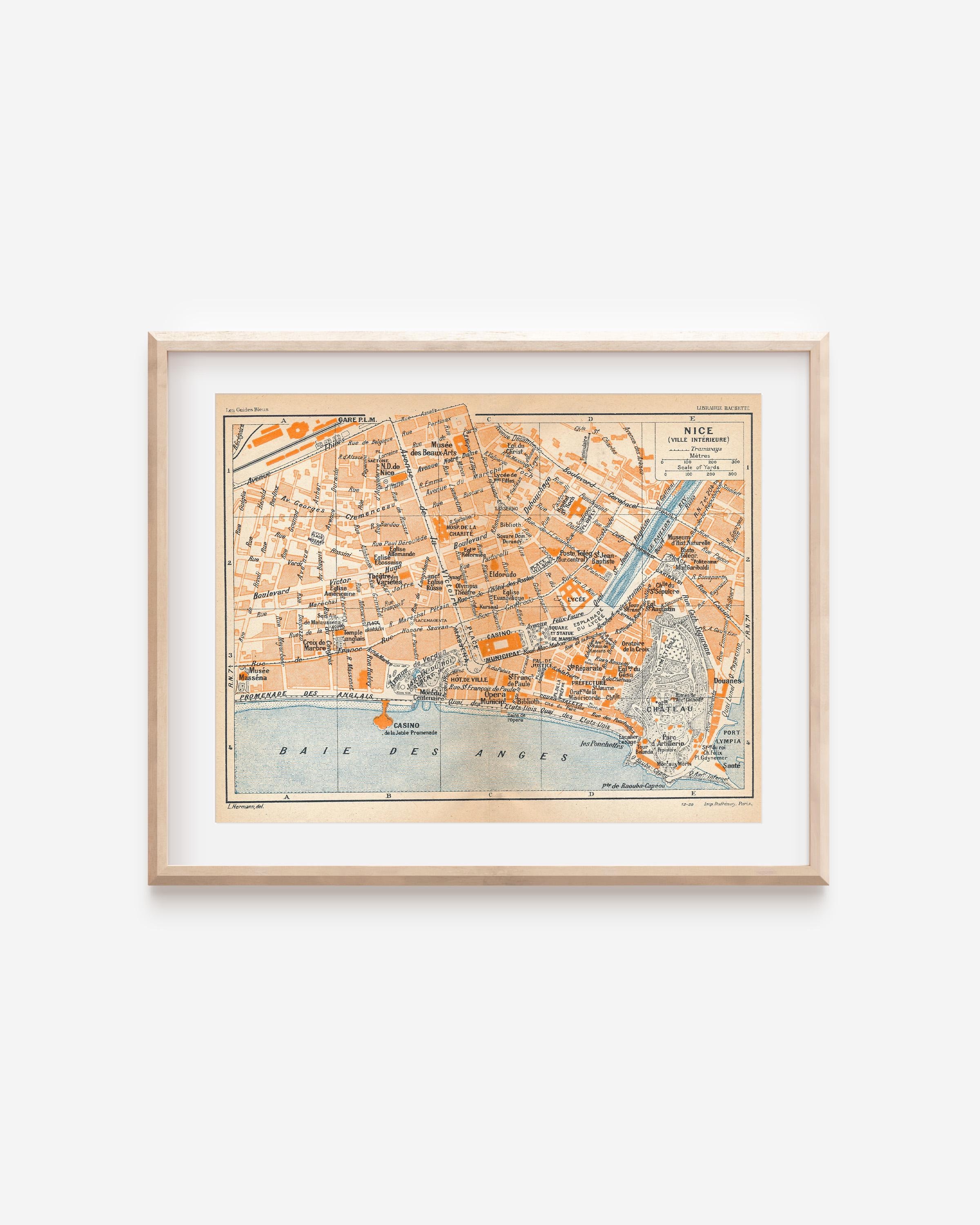 1926年 ニース フランス アンティーク地図 - Etsy 日本