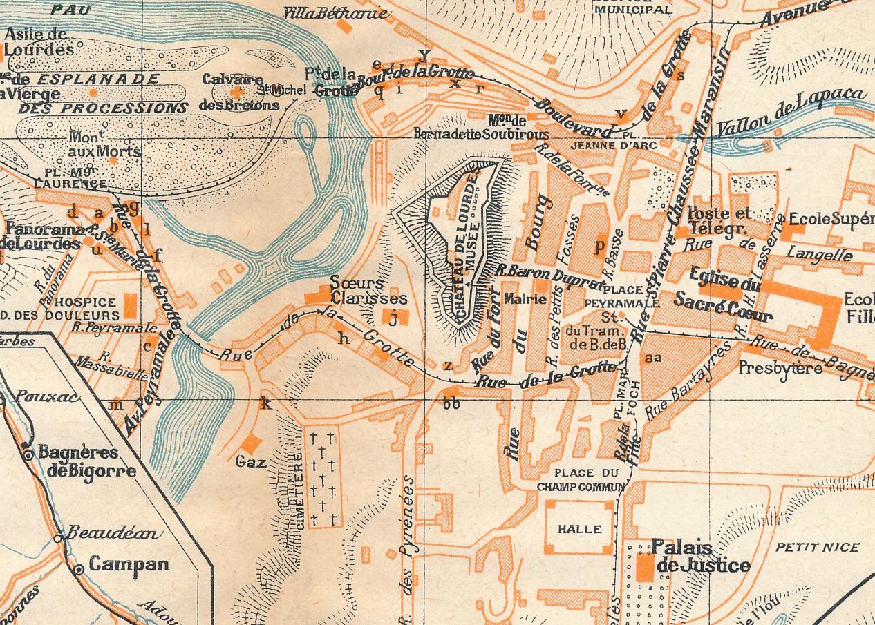 1926年 ルルド フランス アンティーク地図 - Etsy 日本