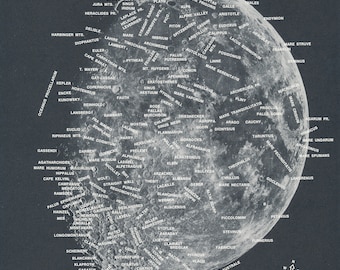 Conjunto de impresiones de cartas lunares de 1969: Arte astronómico vintage